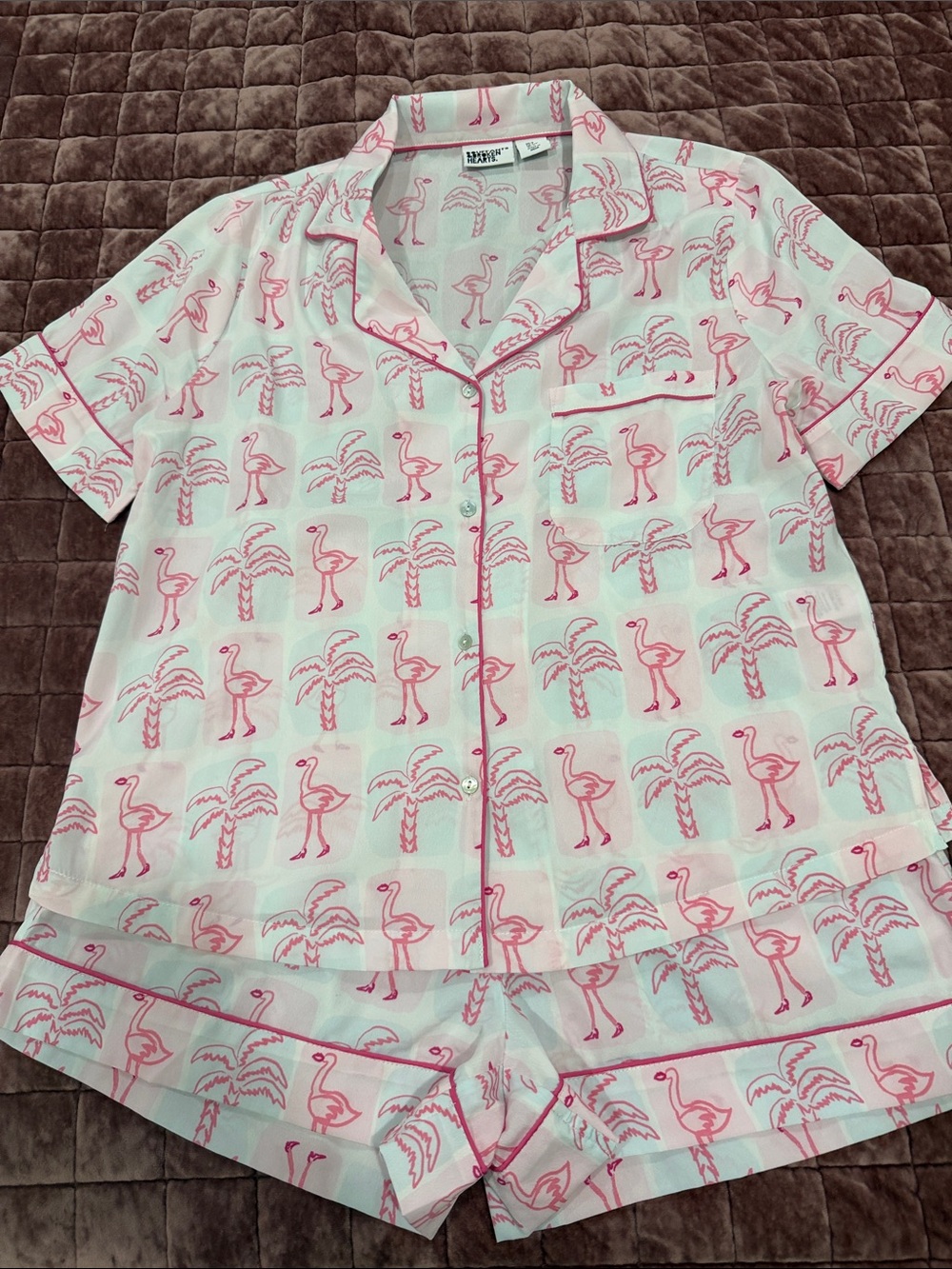 Relaxed Pink Flamingo Short Pajama Set by Kensie